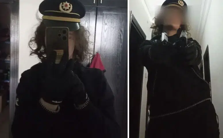 Okul saldırganının polis şapkası ve silahlarla fotoğrafları ortaya çıktı