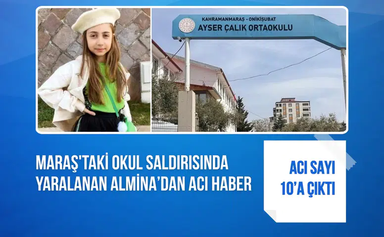 Kahramanmaraş'taki okul saldırısında ağır yaralanan Almina'dan acı haber