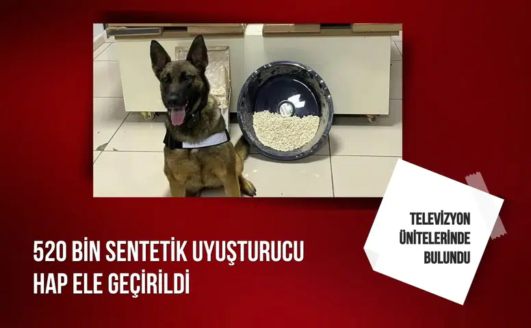 Mersin'de televizyon ünitelerinde 520 bin sentetik uyuşturucu hap ele geçirildi