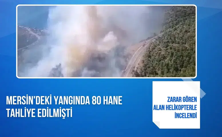 Mersin'deki yangında 80 hane tahliye edilmişti: Zarar gören alan helikopterle incelendi