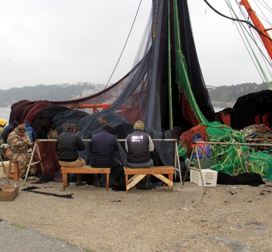 Karadeniz'de balıkçılar ağları "hamsi" için onarıyor 6