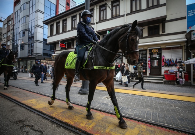 Atlı polis birlikleri kadınlara karanfil dağıttı 5