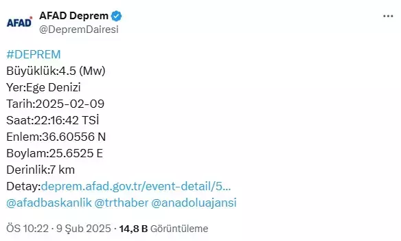 Ege Denizi Nde 5 1 Buyuklugunde Deprem 18355426 1726 M