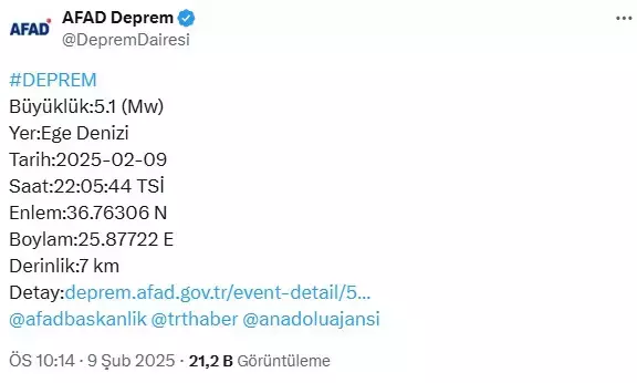 Ege Denizi Nde 5 1 Buyuklugunde Deprem 18355426 4376 M