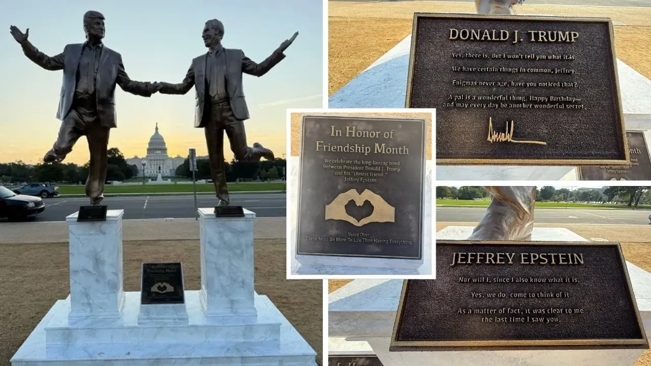 Trump'ı küplere bindirecek heykel: Washington'da Epstein ile heykelini diktiler 1